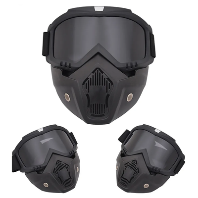 HIGH QUALITY Motorcycle Helmet Riding Goggles Glasses With Removable Face Mask [ Black]