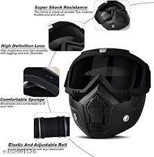 HIGH QUALITY Motorcycle Helmet Riding Goggles Glasses With Removable Face Mask [ Black]